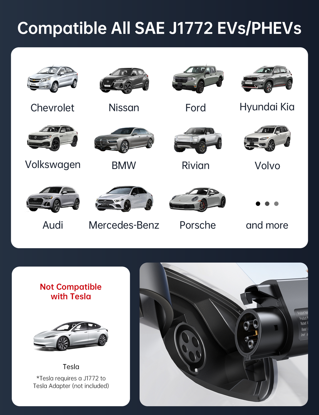 2025 Upgraded Level 1&2 Portable EV Charger, 16Amp Adjustable Current & Timer, 110V–240V, NEMA 5-15 & 6-20 Plugs, 21Ft EV Charging Cable, J1772 Electric Car Charger for All EVs/PHEVs, EV Charging Cord